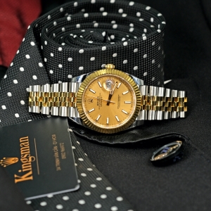 Rolex Date-just Gold Dial Fluted Stick 41mm 126333