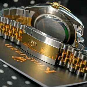 Rolex Date-just Gold Dial Fluted Stick 41mm 126333