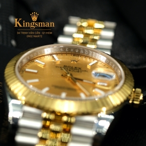 Rolex Date-just Gold Dial Fluted Stick 41mm 126333